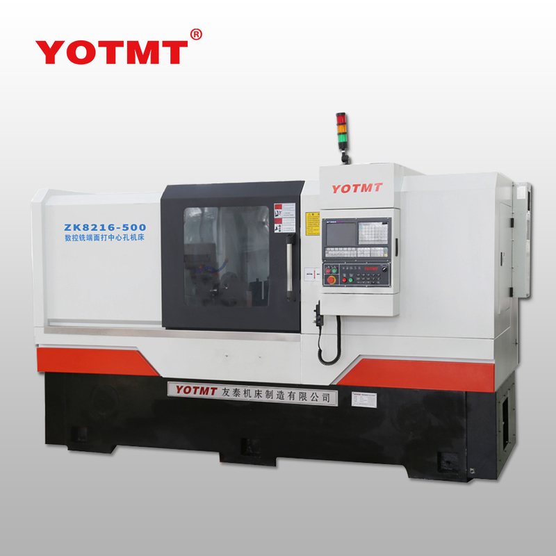 YOTMT ZK8216- 500/600/700/800 آلة مواجهة وتمركز CNC ذات سرير مسطح مع مغازل مطحنة الحفر المدمجة