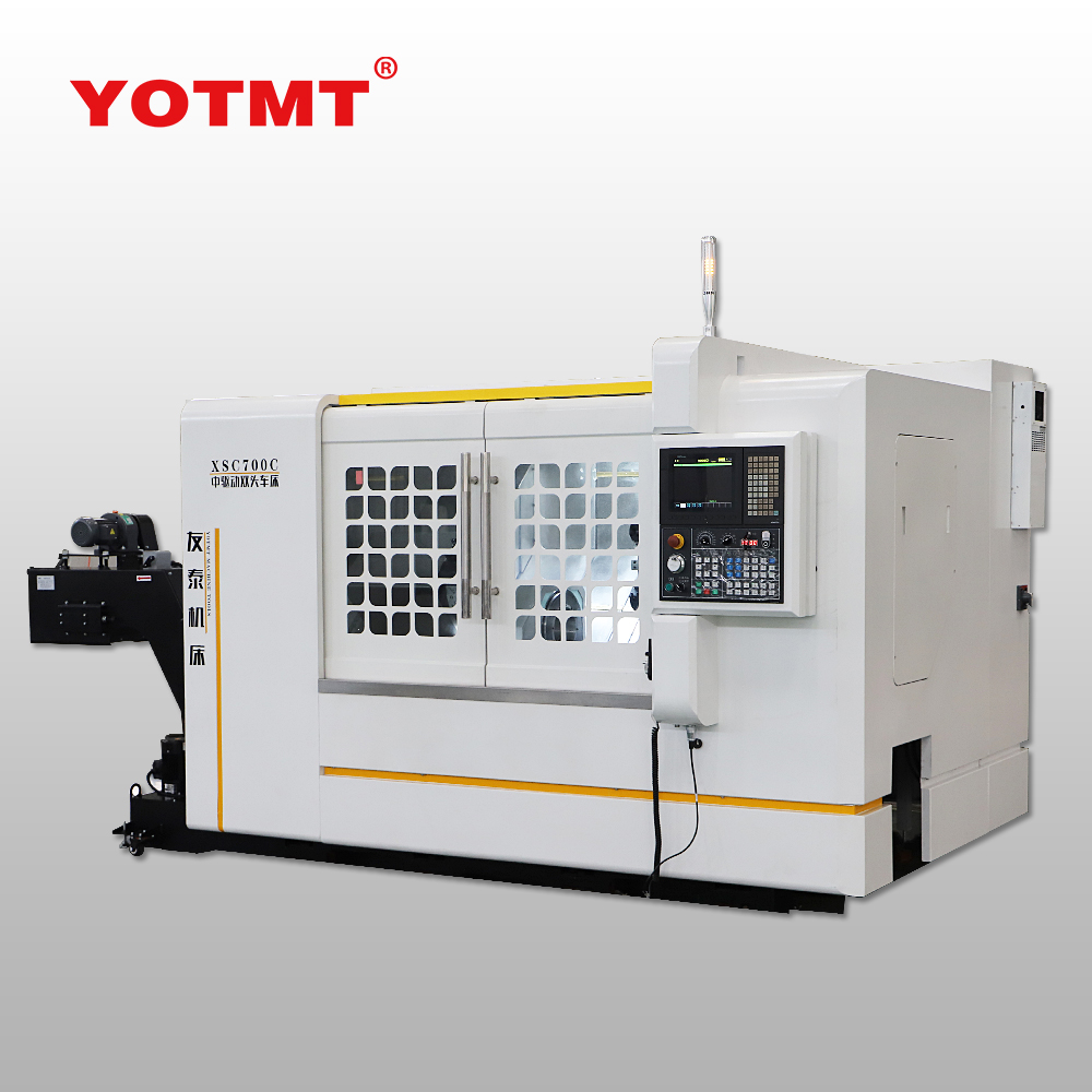 YOTMT جودة عالية XSC700 التصنيع باستخدام الحاسب الآلي تحول رمح معدني مزدوج نهاية برج مخرطة CNC مع ISO9001